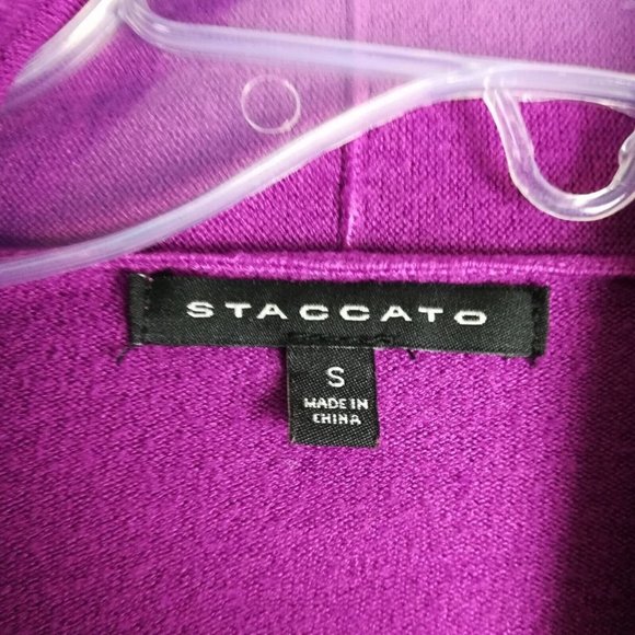 Staccato Womens Sweater Cardigan Open Purple Knit Long‎ Sleeve Lightweight Small - Picture 6 of 12